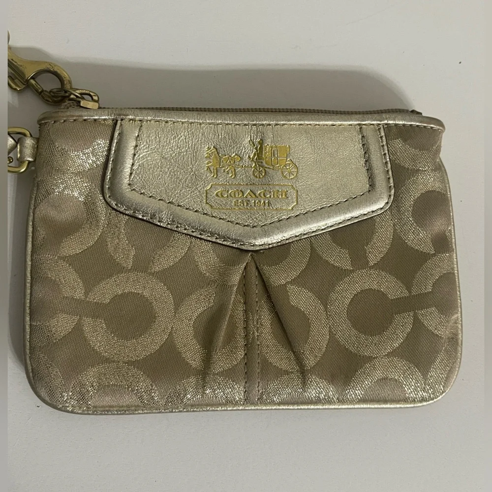 Coach Metallic Gold and Tan Wristlet